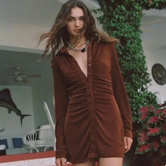 With Jean Andy Mini Dress in Chocolate - Picture 2 of 9